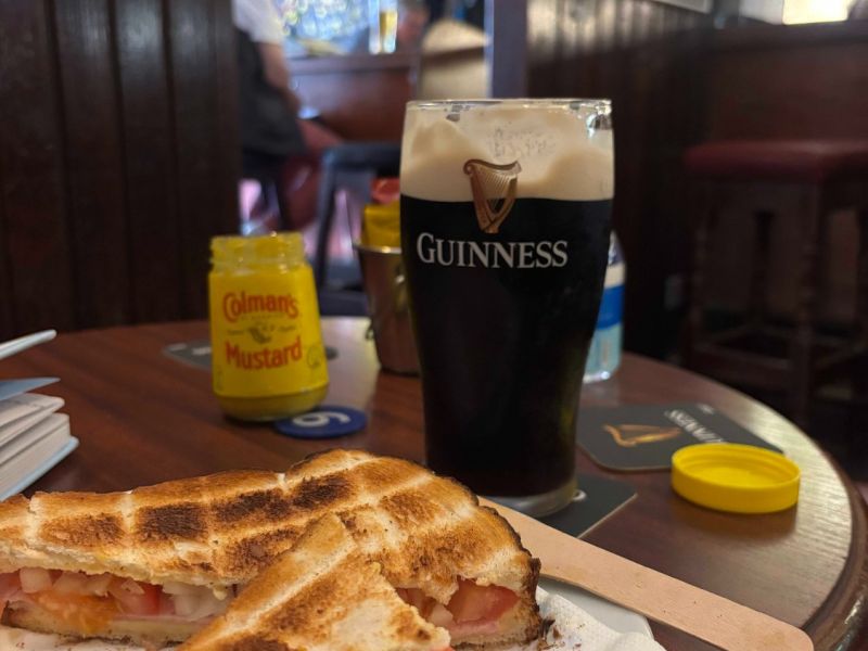 A must  toastie and guiness at Grogans Castle Lounge Dublin